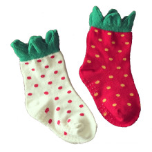 Baby Children Kids Strawberry Cotton Socks with Non-Slip on Sole (KA036)